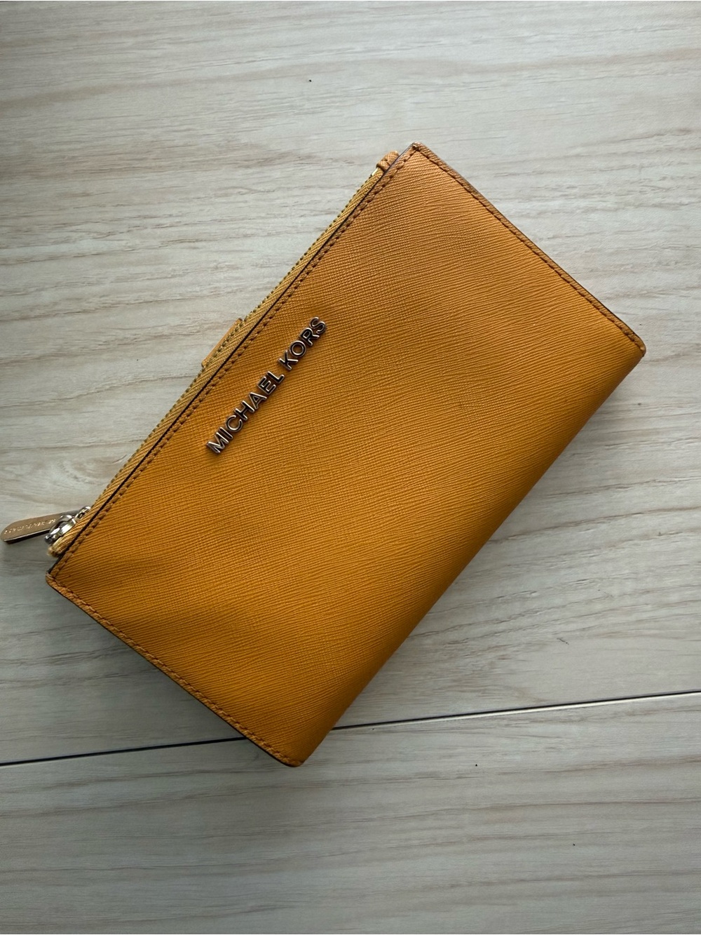 Michael Kors Mustard Saffiano Zip Card Case